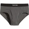 Tom Ford Cotton Stretch Jersey Briefs In Slate