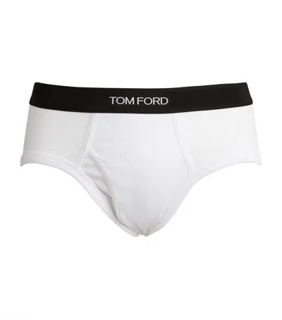 TOM FORD COTTON-STRETCH LOGO BRIEFS