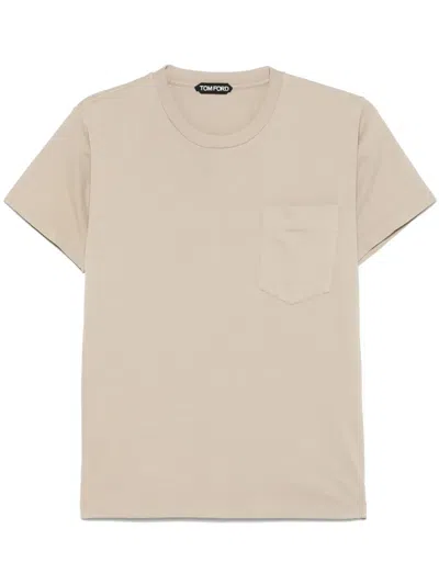 Tom Ford Crew Neck Plain Pattern Short Sleeves T-shirt In White