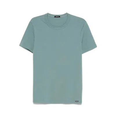Tom Ford Navy Cotton Stretch Jersey T-shirt In Blue