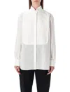 Tom Ford Structured Cotton Shirt Featuring Pleated Bib In White
