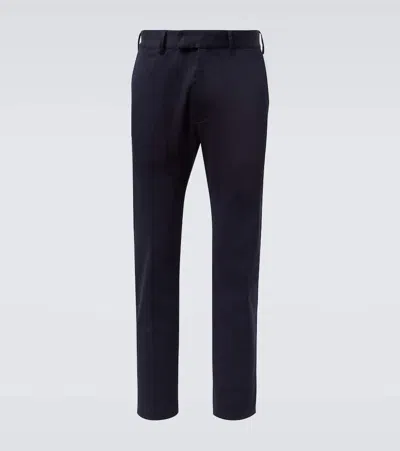Tom Ford Cotton Twill Chinos In Blue