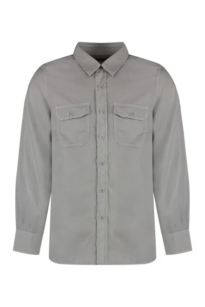 Tom Ford Cotton Twill Shirt In Grey