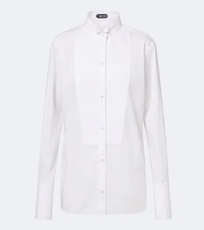 Tom Ford Cotton Twill Tuxedo Shirt In White