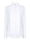 Tom Ford Collared Long Sleeve Cotton Voile Shirt In White