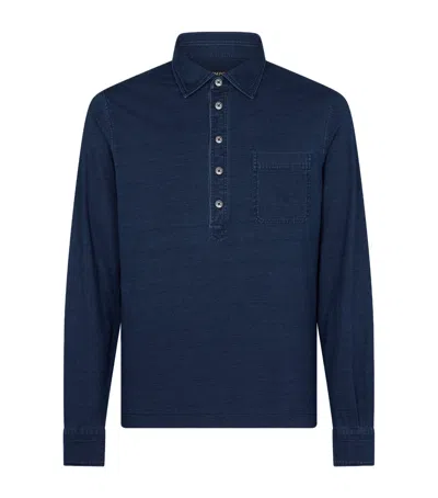 Tom Ford Cotton Washed Polo Shirt In Blue