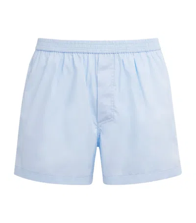 Tom Ford Cotton Woven Boxers In Blue