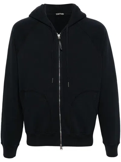 Tom Ford Slim-fit Cotton-blend Jersey Zip-up Hoodie In Multicolor