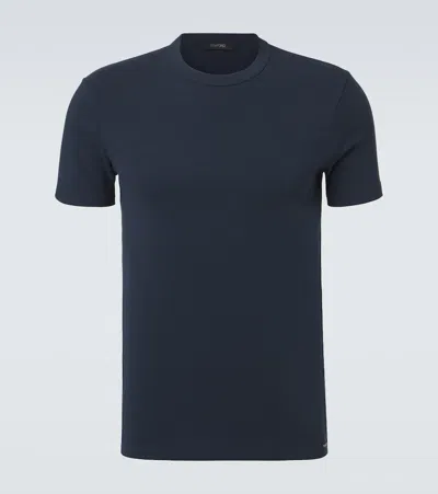 Tom Ford Cotton-blend Jersey T-shirt In Blue