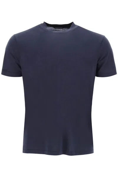 Tom Ford Cottono And Lyocell T-shirt In Dark Blue (blue)