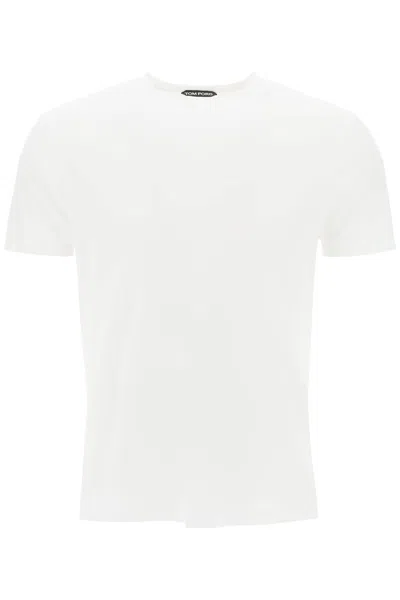 Tom Ford Cottono And Lyocell T-shirt In Ecru (white)