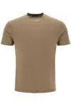 Tom Ford Military Green Crewneck T-shirt With Tf Embroidery In Lyocell And Cotton Blend Man In Fern Green (khaki)