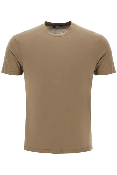 Tom Ford Cottono And Lyocell T-shirt In Khaki