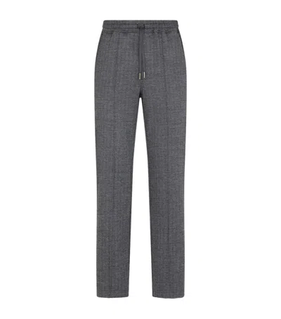 Tom Ford Cotton-wool-silk-cashmere Drawstring Trousers In Gray