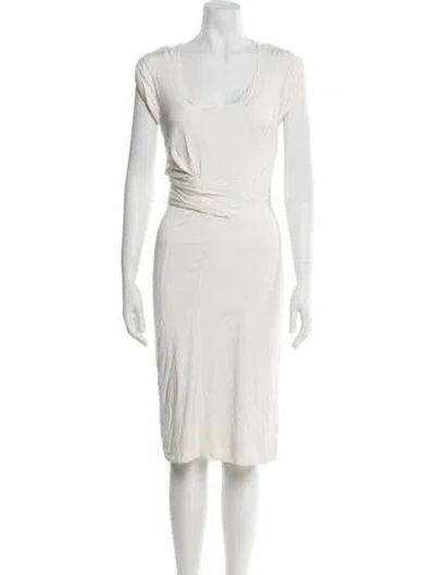 Pre-owned Tom Ford Cowl Neck Knee-length Dress In White