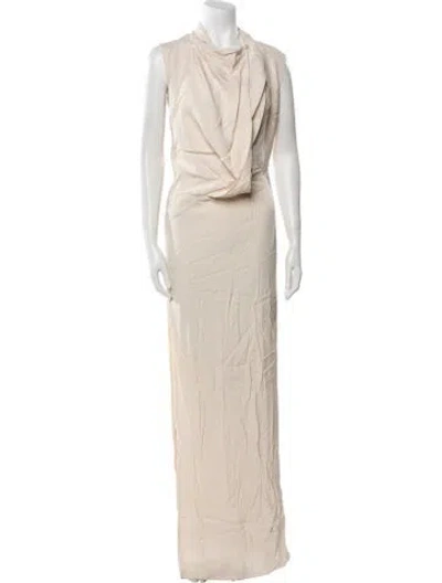 Pre-owned Tom Ford Cowl Neck Long Dress In Neutral