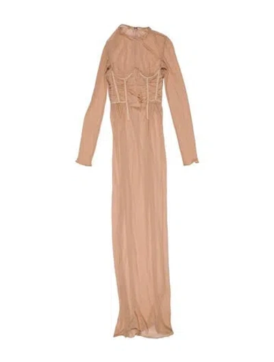 Pre-owned Tom Ford Cowl Neck Long Dress In Neutral