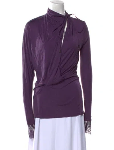 Pre-owned Tom Ford Cowl Neck Long Sleeve Blouse In Purple