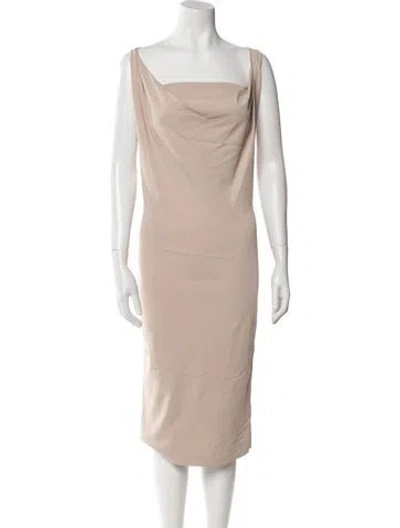 Pre-owned Tom Ford Cowl Neck Midi Length Dress In Neutral