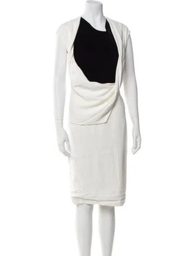 Pre-owned Tom Ford Cowl Neck Midi Length Dress In White