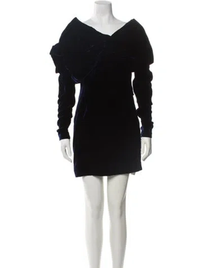 Pre-owned Tom Ford Cowl Neck Mini Dress In Blue