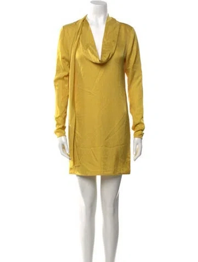 Pre-owned Tom Ford Cowl Neck Mini Dress In Yellow