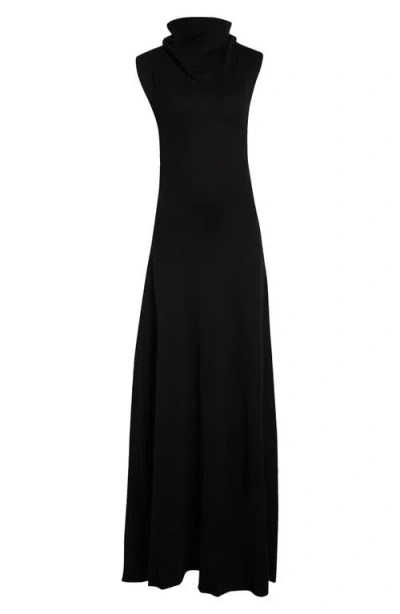 Tom Ford Cowl Neck Piqué Knit Wool Blend Dress In Blue
