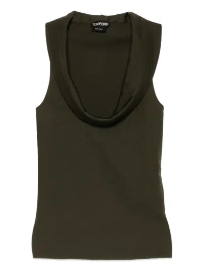 Tom Ford Cowl-neck Top In Green