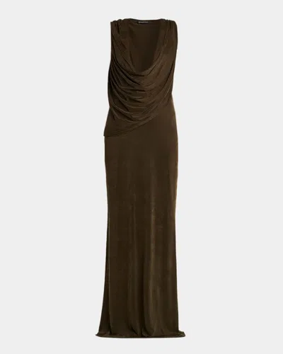 Tom Ford Cowl-neck Draped Column Gown In Brown