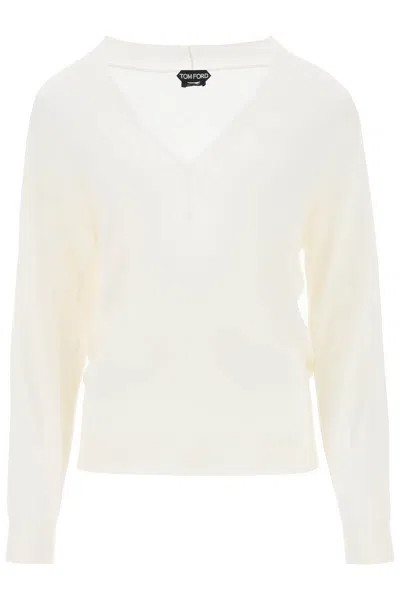 TOM FORD COZY WHITE CASHMERE AND SILK SWEATER FOR WOMEN