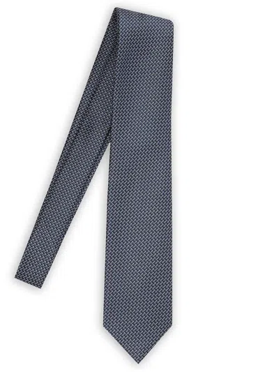 Tom Ford Geometric Pattern Silk Tie Pointed Tip Adjustable In Blue