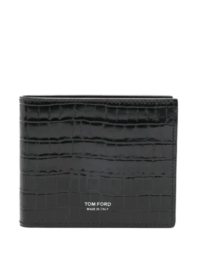 Tom Ford Crcodile-embossed Leather Wallet In Black