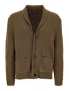 Tom Ford Ribbed Texture Shawl Collar Front Pockets In Brown