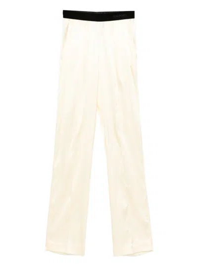 Tom Ford Cream Banded Waist Straight-leg Pants In Multi