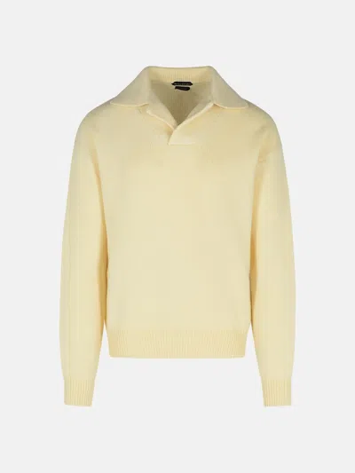 Tom Ford Cream Cashmere Blend Sweater In Neutral