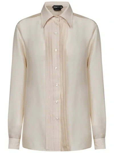 Tom Ford Cream-colored Silk Batiste Shirt In Neutrals
