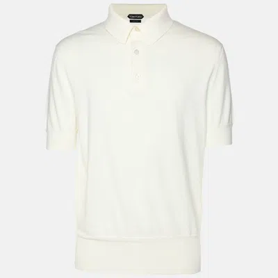 Pre-owned Tom Ford Cream Cotton Knit Polo T-shirt Xl