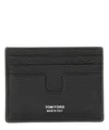 Tom Ford Soft Grain Leather T Line Classic Card Holder In Black