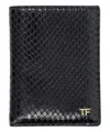Tom Ford Small Snake Embossed Leather Folding Cardholder In Black