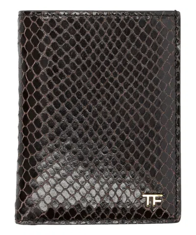 Tom Ford Python-print Wallet In Brown