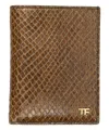 Tom Ford Small Snake Embossed Leather Folding Cardholder In Brown
