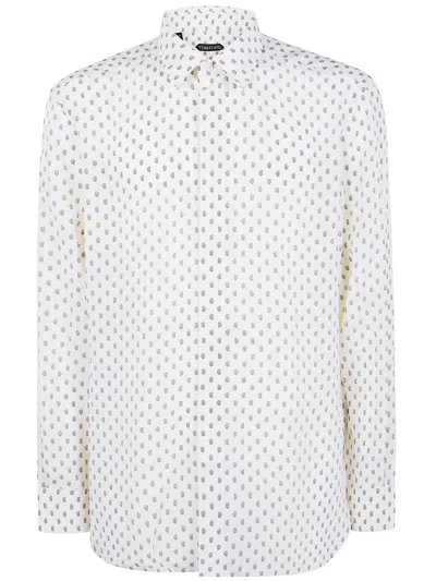 Tom Ford Crepe De Chine Paisley Print Fluid Dit Shirt Clothing In White