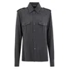 Tom Ford Crepe De Chine Silk Shirt With Epaulettes In Gray