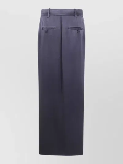 Tom Ford Crepe Envers Satin Tailored Belted Skirt In Blue