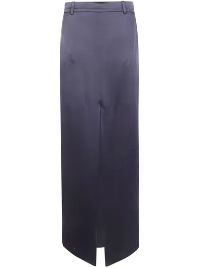 Tom Ford Crepe Envers Satin Tailored Skirt In Blue