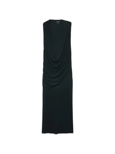 Tom Ford Crepe Jersey Asymmetric Draped Cocktail Dress In Green