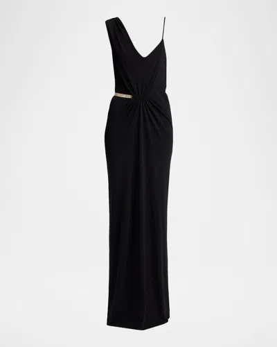 Tom Ford Crepe Jersey Asymmetric Evening Gown In Black
