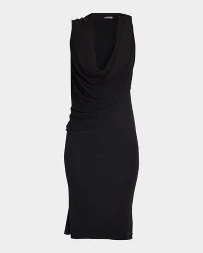 Tom Ford Crepe Jersey Cowl-neck Dress In Black