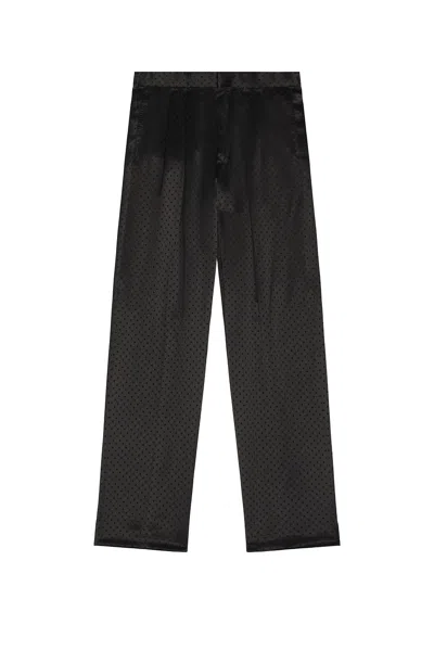 Tom Ford Crepe Satin Polka Dot Jacquard Double Pleat Pant In Black