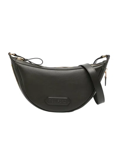 Tom Ford Crescent Leather Shoulder Bag In Black